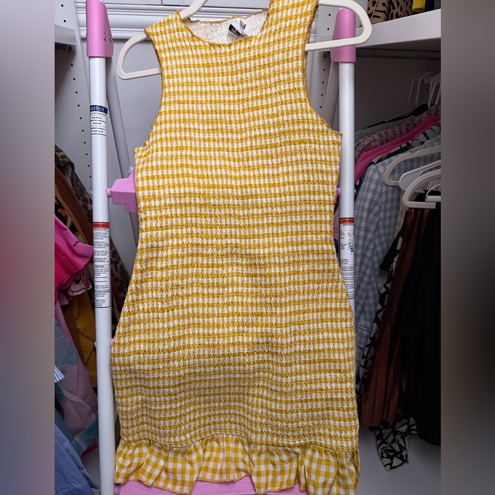 Yellow and White Gingham Knit Sundress